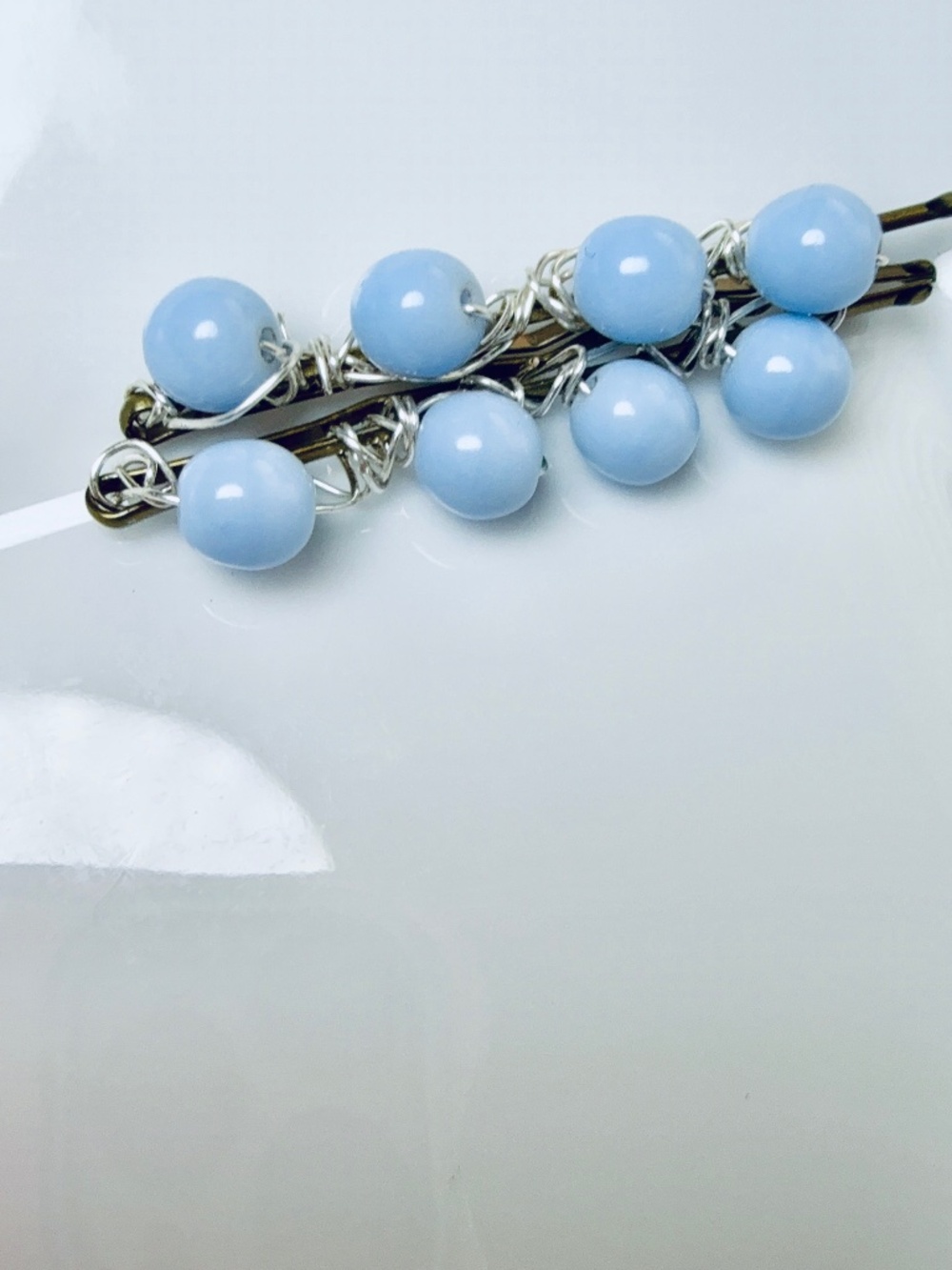 Pastel Lavender Round Beaded Bobby Pins